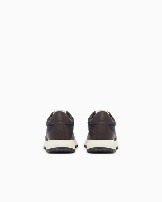 Emporio Armani White Recycled Nylon Sneakers With Regenerated Saffiano Details for men
