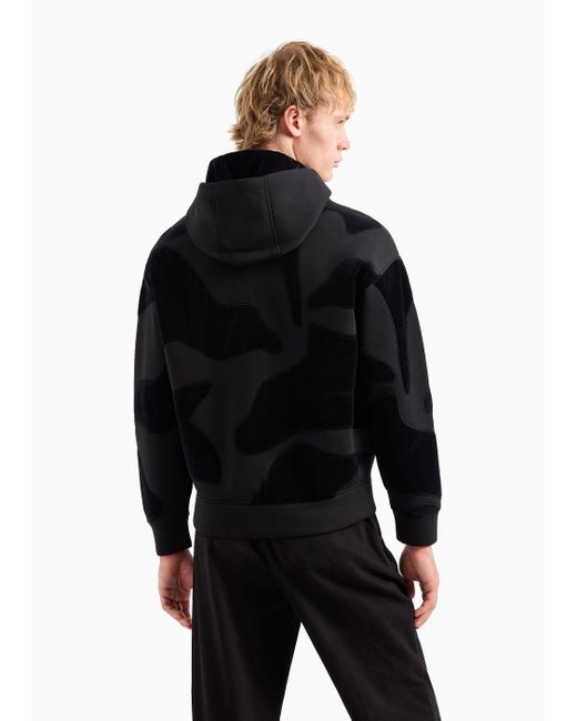 Emporio Armani Oversized Sweatshirt With Zip And Hood In Modal With Matching Chenille Camouflage in Black for Men Lyst UK