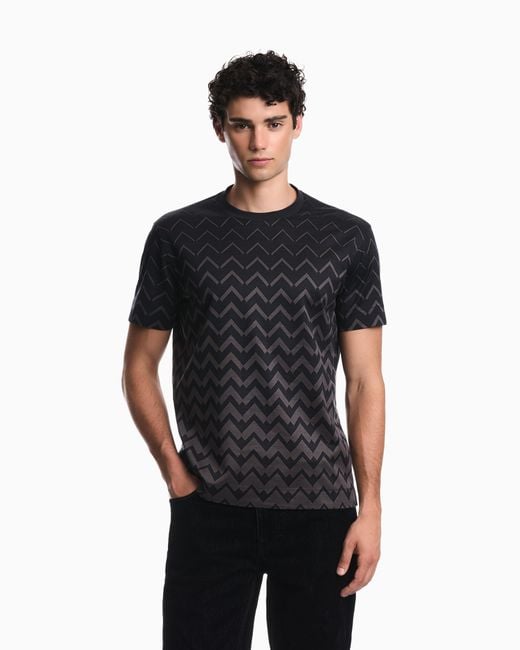 Emporio Armani Blue Jersey Jacquard T-Shirt for men