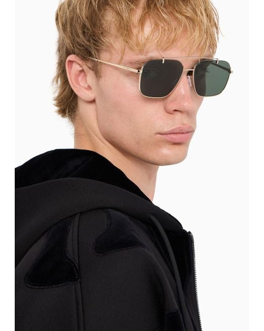 Emporio Armani Green Rectangular Sunglasses for men