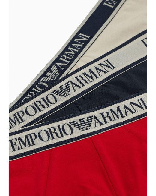 Emporio Armani Brown Three-pack Of Briefs With Core Logo Waistband for men
