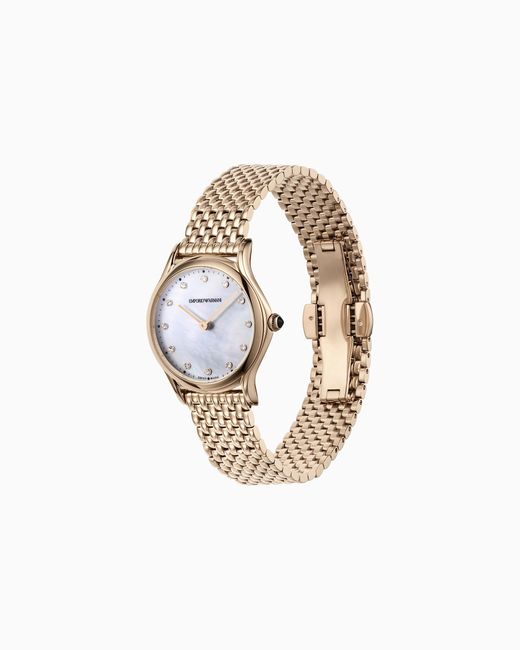 Emporio Armani White Swiss Two-Hand Pale Stainless Steel Watch