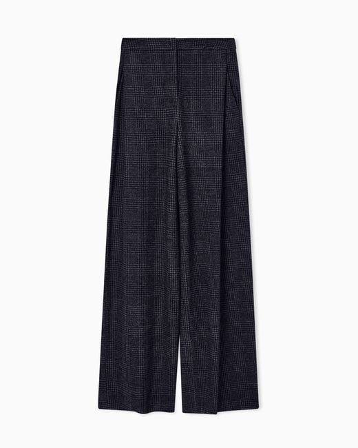 Pantalon Avec Pinces En Maille Jersey Compacte Prince-De-Galles Icon Asv Emporio Armani en coloris Blue