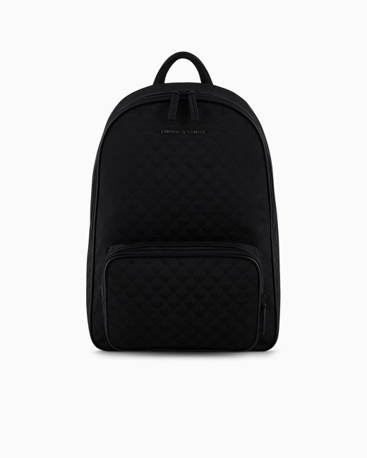 Sac À Dos En Nylon Jacquard Avec Aigle All Over Emporio Armani pour homme en coloris Black