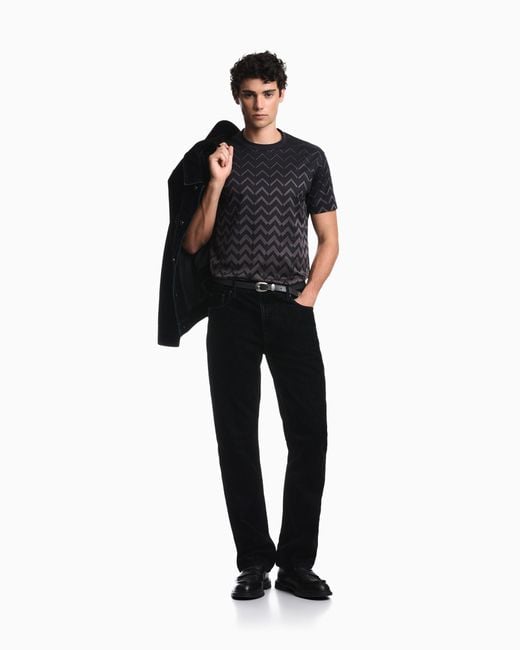Emporio Armani Blue Jersey Jacquard T-Shirt for men
