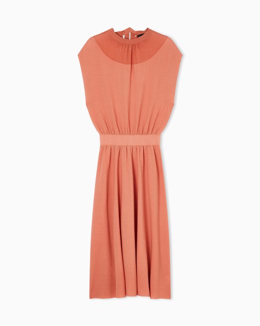 Emporio Armani Orange Link-Stitch Lyocell-Blend Dress With Yoke