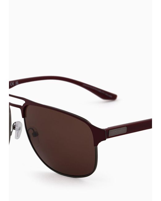 Emporio Armani Brown Aviator Sunglasses for men