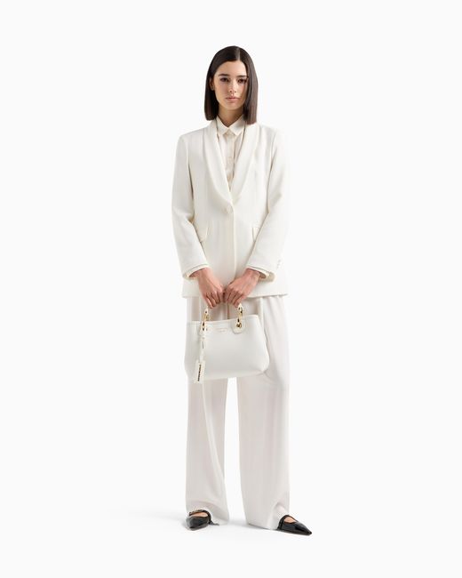 Emporio Armani White Shopper Bag With Pouch And Adjustable Strap Essential