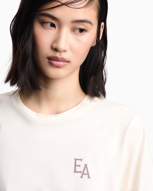 Emporio Armani White Eagle Club Jersey T-Shirt With Print