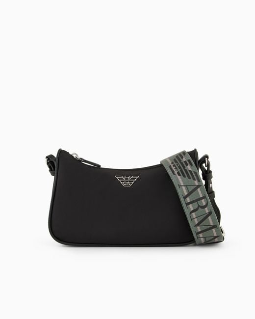 Bolso En Nailon Reciclado Con Placa De Águila Asv Emporio Armani de color Black