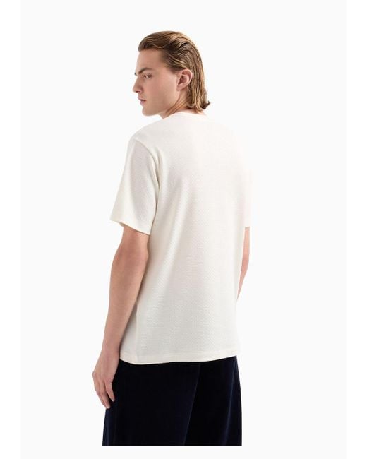 T-shirt In Jersey Jacquard di Emporio Armani in White da Uomo