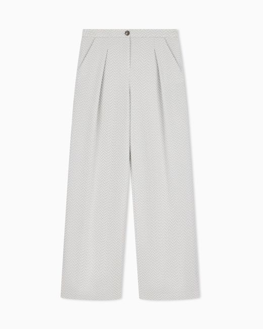Emporio Armani White Chevron Jacquard Jersey Pants Signature Capsule