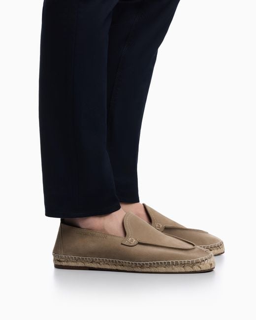 Emporio Armani White Velour Suede Espadrilles for men