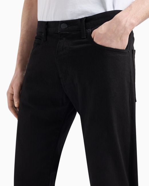 Vaqueros J45 Regular Fit De Cómoda Sarga De Denim Lavado De 10,5 Onzas Emporio Armani de hombre de color Black