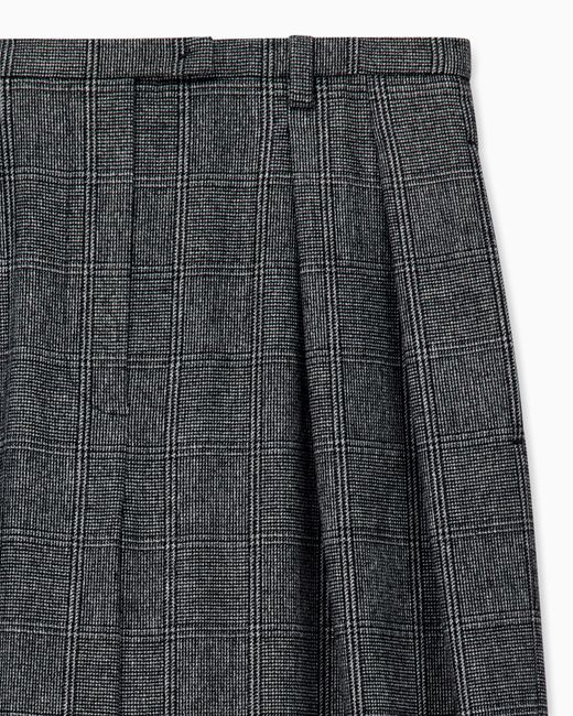 Emporio Armani Gray Pleated Check Flannel Pants Signature Capsule