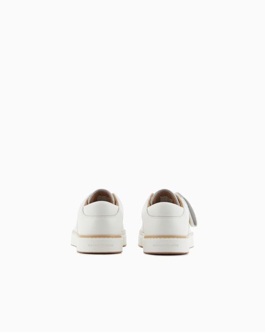 Emporio Armani White Leather Sneakers With A Contrasting Welt for men
