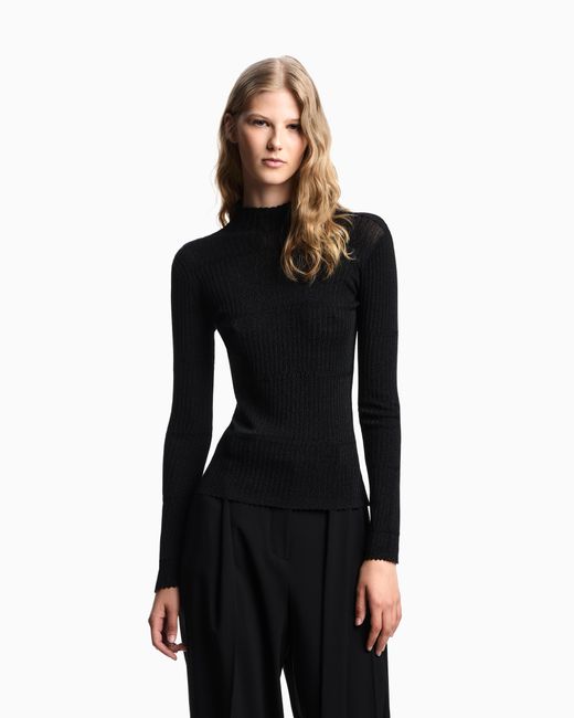 Jersey De Lúrex Con Efecto 3D Emporio Armani de color Black