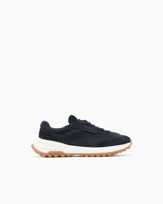 Emporio Armani Blue Eagle Club Capsule Collection Suede Sneakers for men