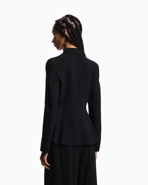 Emporio Armani Black Single-Breasted Cady Crêpe Blazer