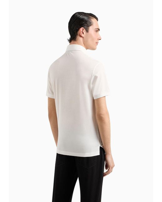 Emporio Armani Asv Poloshirt Aus Jersey-lyocell-mischung, Mit Gesticktem Ea-logo In Reliefoptik in White für Herren