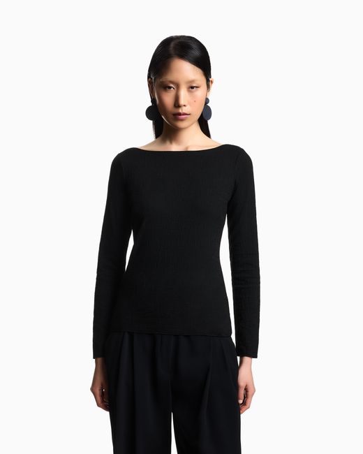 Emporio Armani Blue Boat Neck Jumper