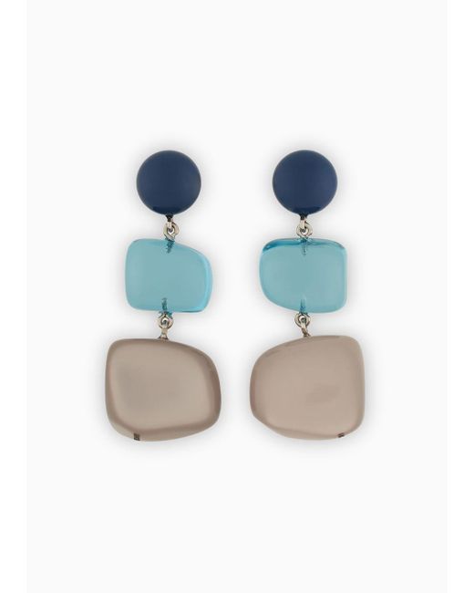 Emporio Armani Blue Oversize Multiform Pendant Earrings