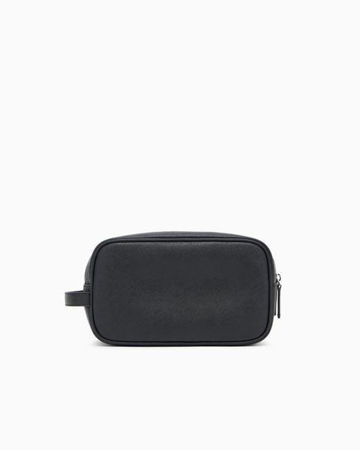 Emporio Armani Black Regenerated Saffiano Washbag for men