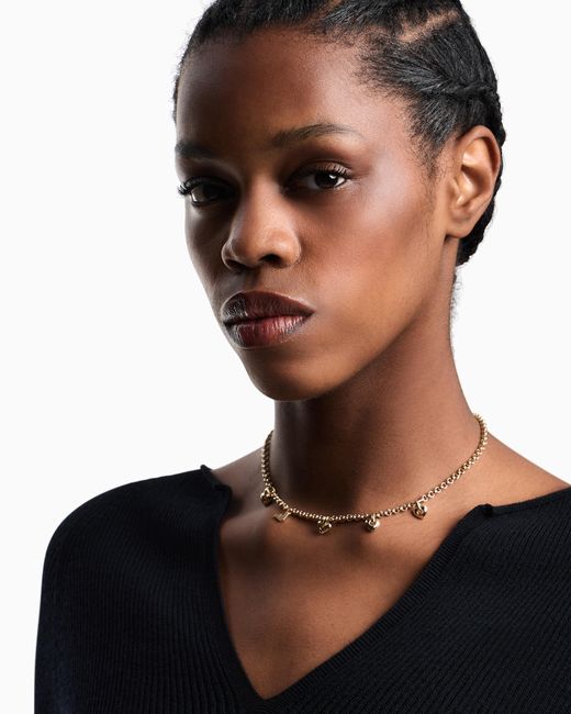 Emporio Armani Metallic Tone Brass Pendant Necklace