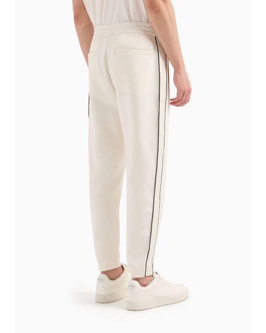 Pantaloni Jogger In Double Jersey Con Coulisse E Tape Logato di Emporio Armani in White da Uomo