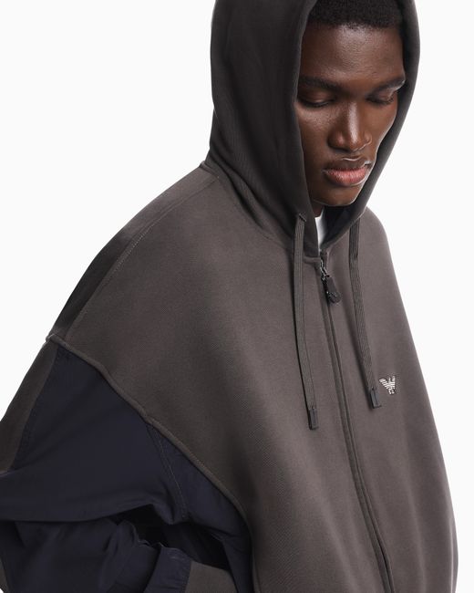 Emporio Armani Blue French Terry Jersey Zip-Up Hoodie Hong Kong Capsule Collection for men