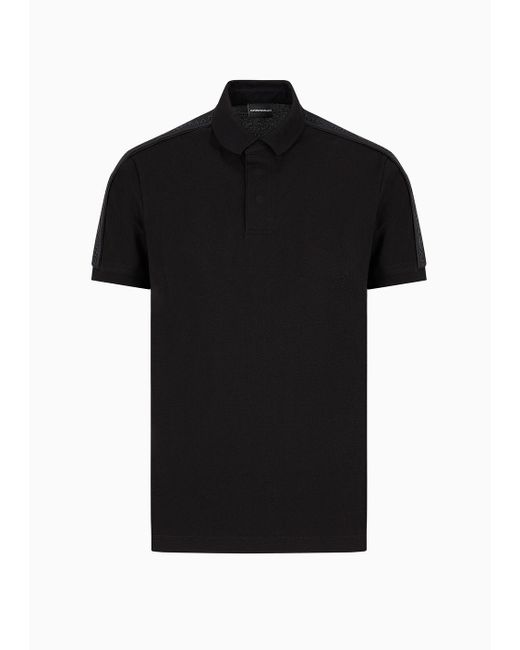 Emporio Armani Black Jersey Polo Shirt With Logo Tape for men