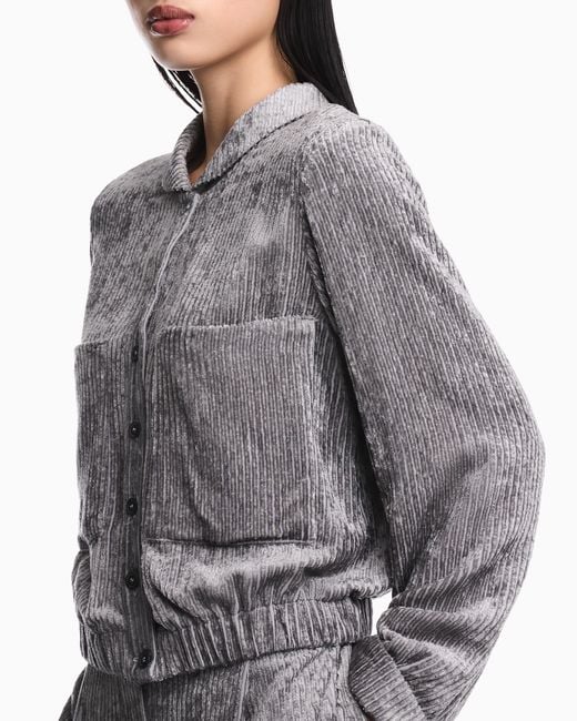 Emporio Armani Gray Fluid Corduroy Jacket Signature Capsule