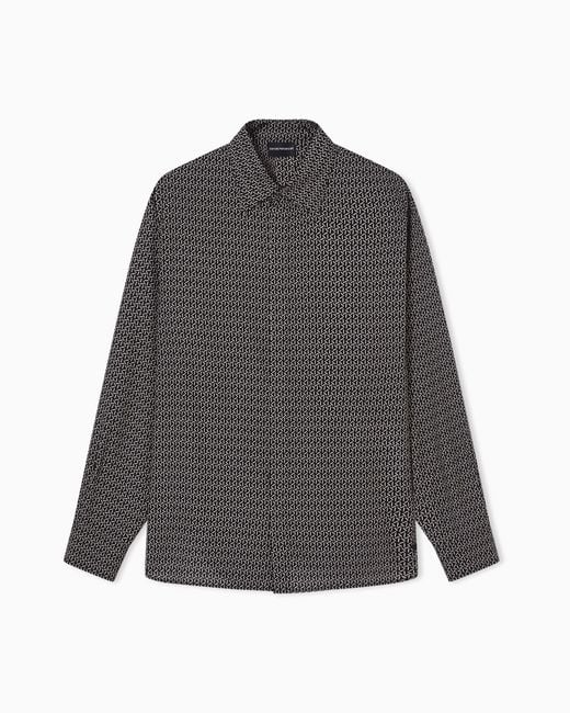 Emporio Armani Gray Comfort-Fit All-Over Print Lyocell-Blend Shirt for men