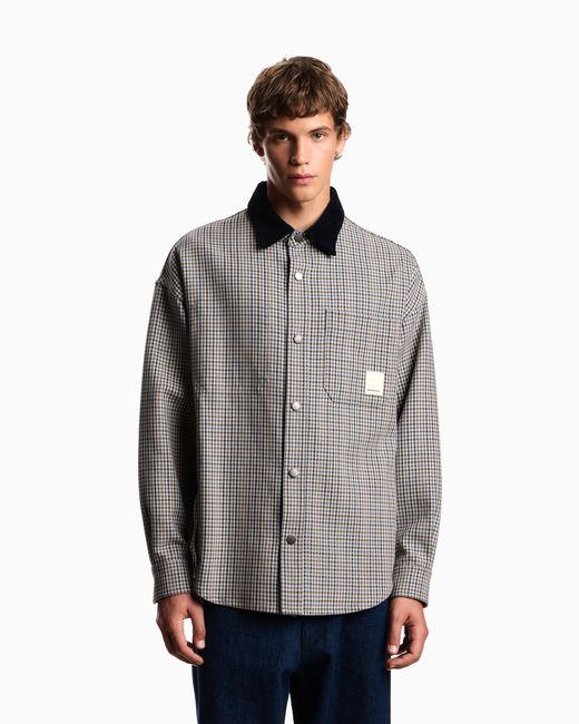 Emporio Armani Gray Eagle Club Reversible Blouson With Check Motif for men