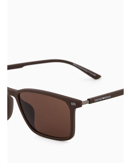Emporio Armani White Rectangular Sunglasses for men