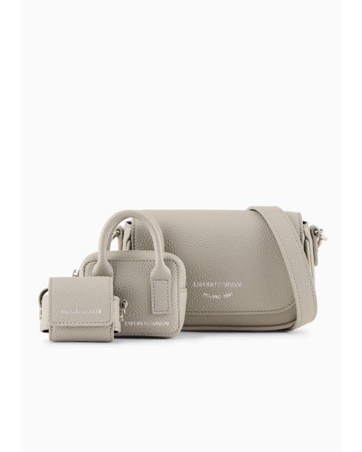 Emporio Armani Gray Deer-print 3-in-1 Mini Bag With Shoulder Strap
