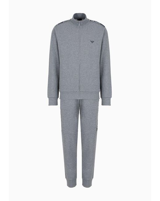 Emporio Armani Gray Loungewear Tracksuit With Full-zip Sweatshirt With Logo Tape for men
