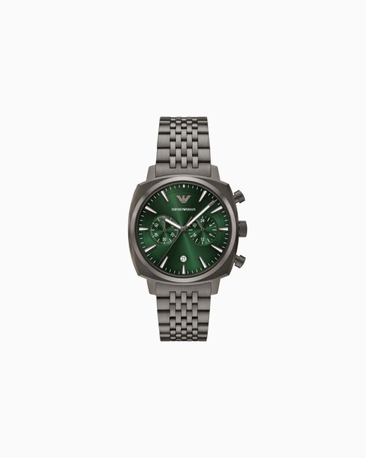 Emporio Armani Green Chronograph Gunmetal Stainless Steel Watch for men
