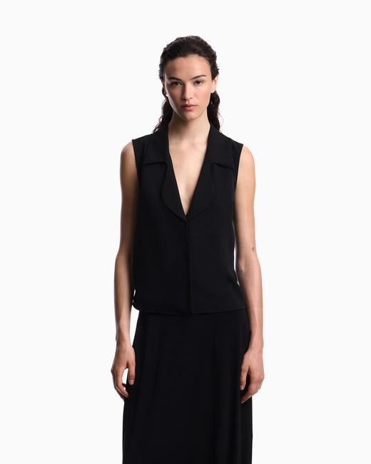 Emporio Armani Black Flowing Crêpe Waistcoat With Lapels