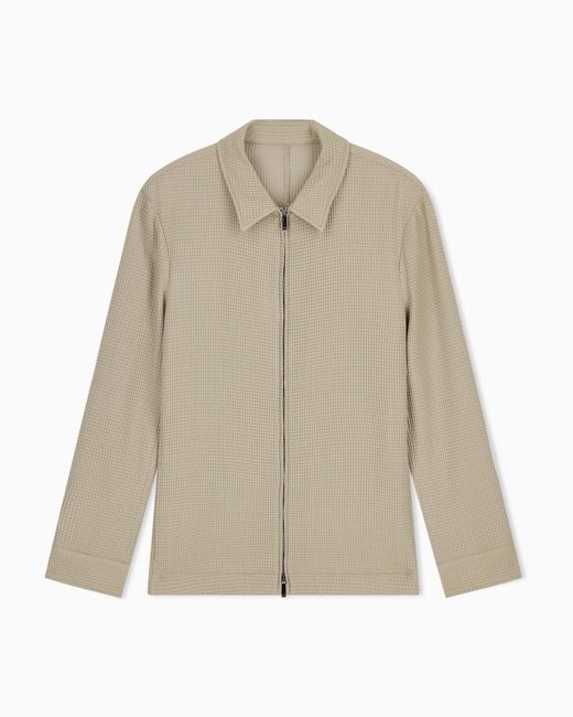 Emporio Armani Natural 3D Waffle-Effect Wool-Jersey Zip-Up Jacket for men