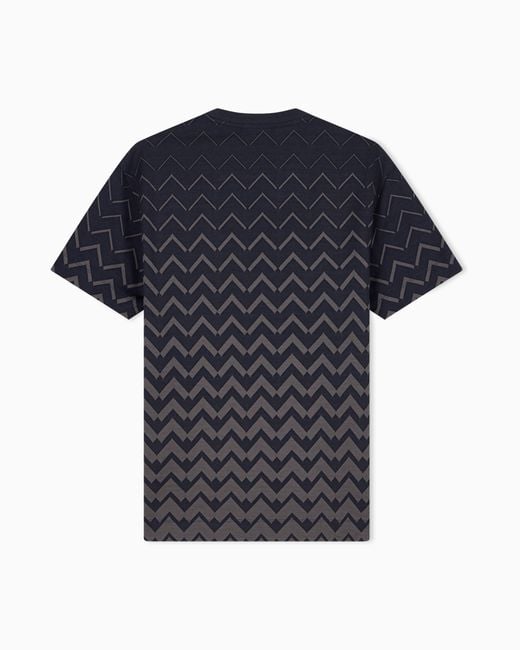 Emporio Armani Blue Jersey Jacquard T-Shirt for men