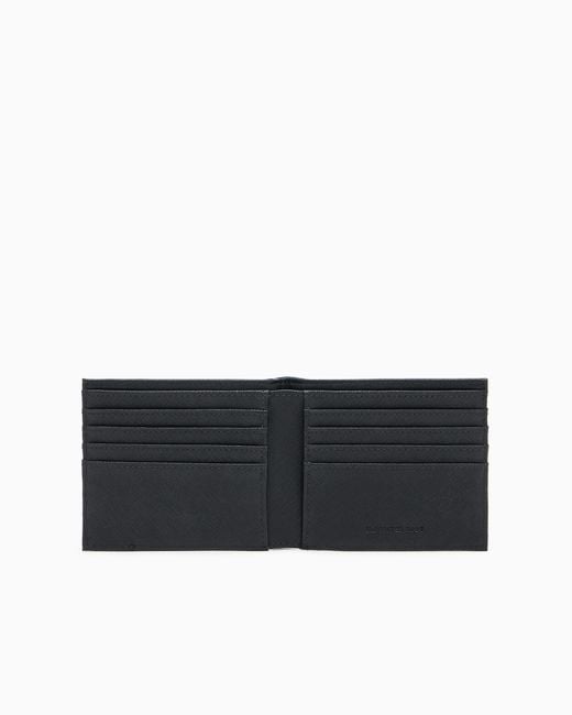 Emporio Armani Black Gift Box Containing Regenerated Saffiano Leather Wallet And Card Holder With Eagle Plate for men