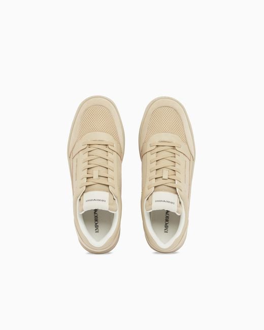 Emporio Armani White Cordura Sneakers With Suede Details for men