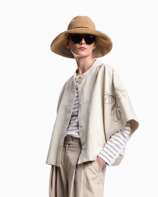 Emporio Armani White Woven Paper-Yarn Hat