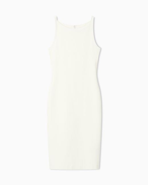Emporio Armani White Ottoman Jersey Sheath Dress