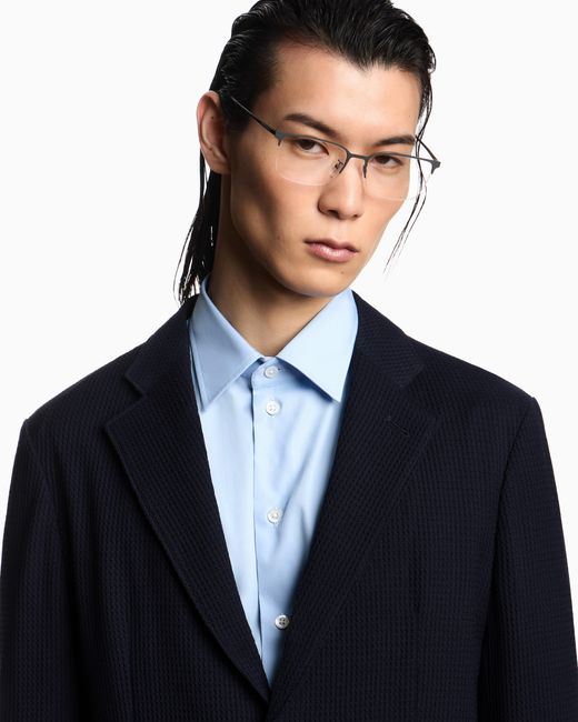 Emporio Armani Blue Single-Breasted Jacket for men
