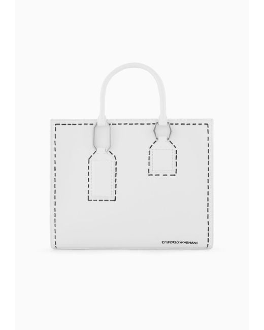 Emporio Armani White Trompe-l'œil Print Handbag