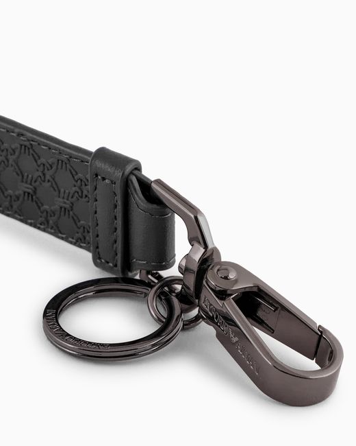 Llavero De Piel Con Motivo Integral En Relieve Emporio Armani de hombre de color White