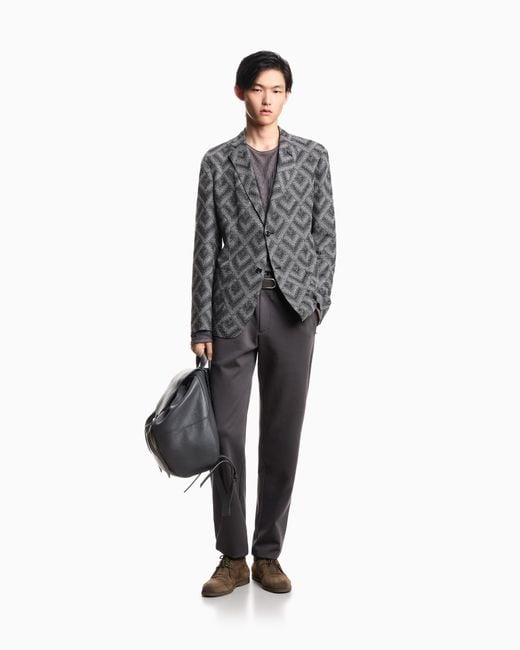 Emporio Armani Gray Jersey Pants for men