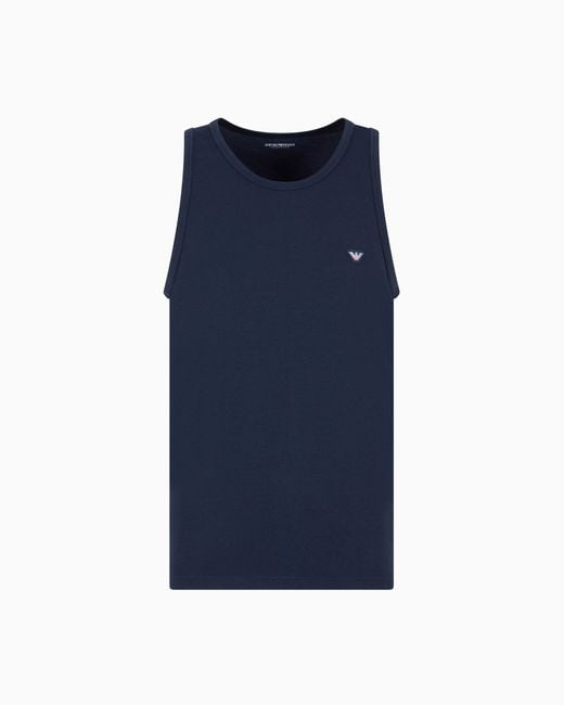 Canotta Loungewear Shiny Logoband Asv di Emporio Armani in Blue da Uomo